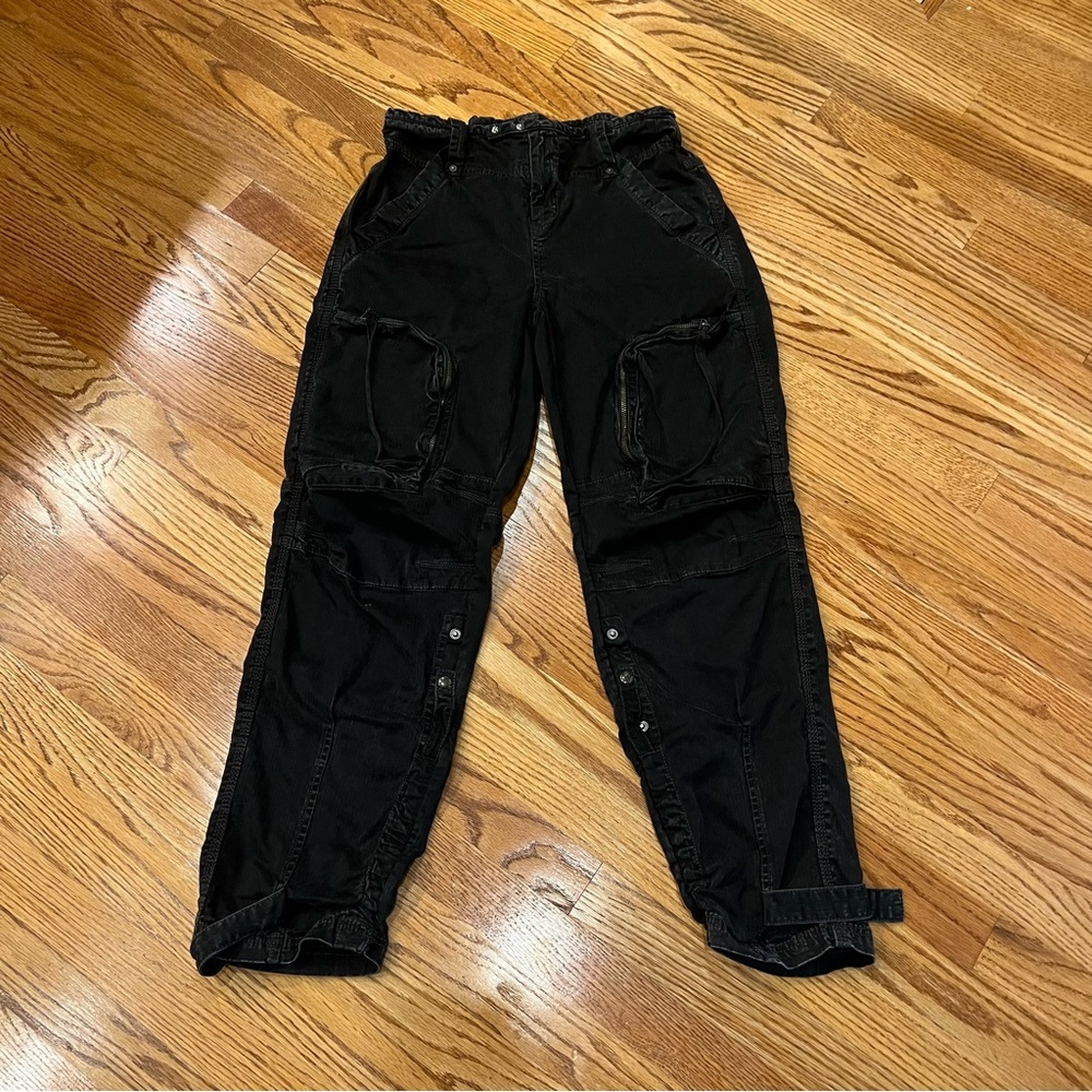 Free People We the Free Can’t Compare Slouch Pants Black Cargo XS - Picture 4 of 9